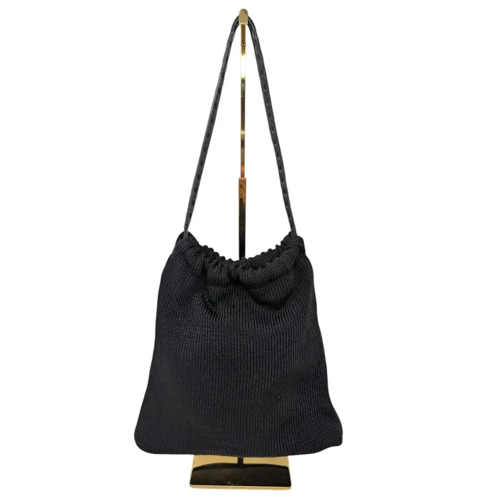 The Sak Black Crochet Knit Hobo Bag Y2K Boho Minimalist Leather Strap
